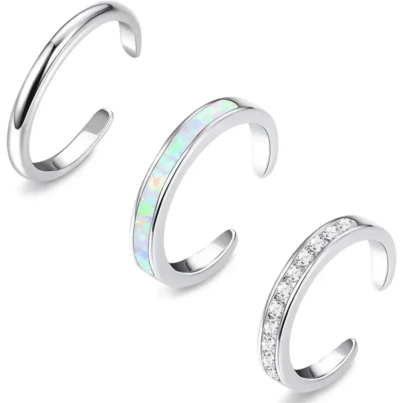 3pc 14k Opal Toe Rings