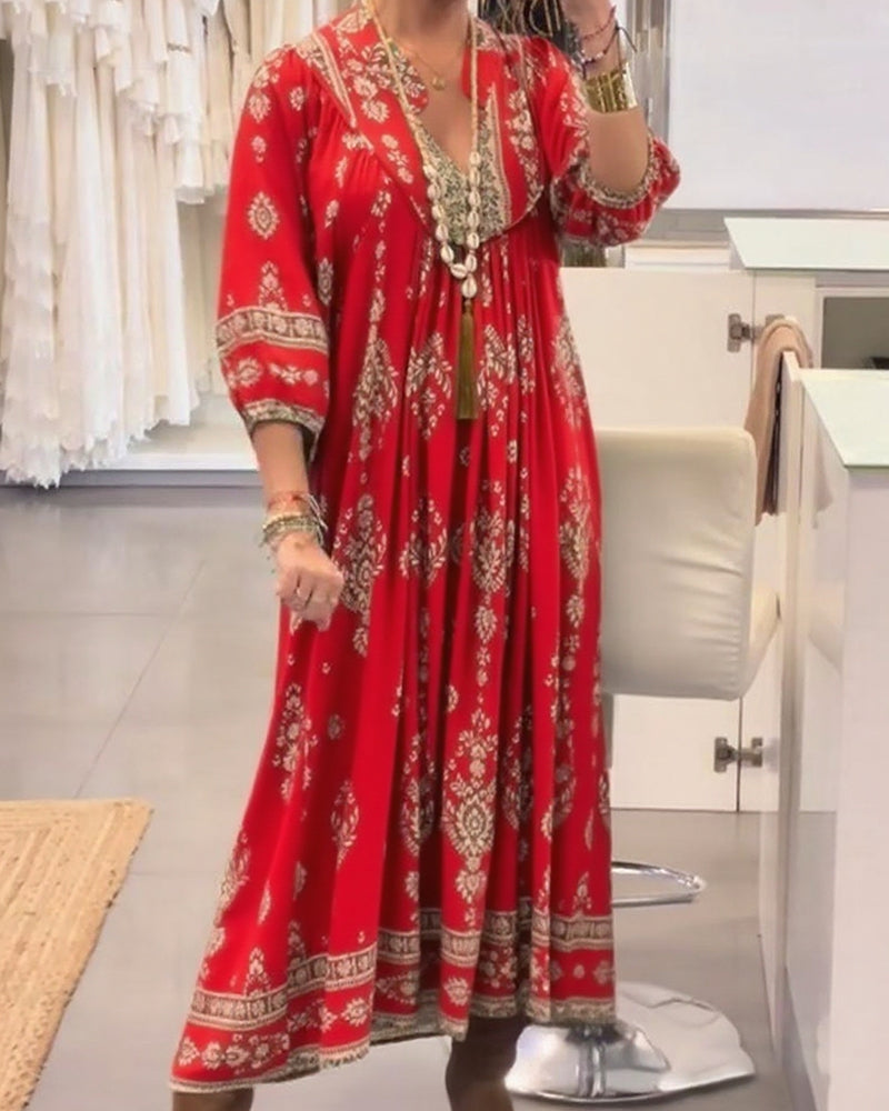 Monica Secrets | Casual Printed Dress With Loose Pockets