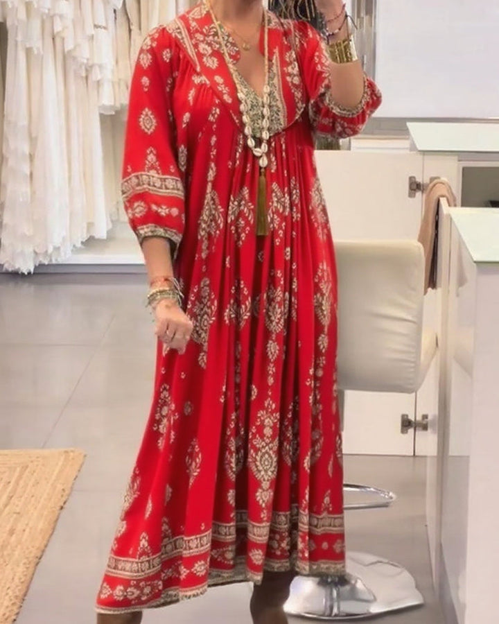 Monica Secrets | Casual Printed Dress With Loose Pockets