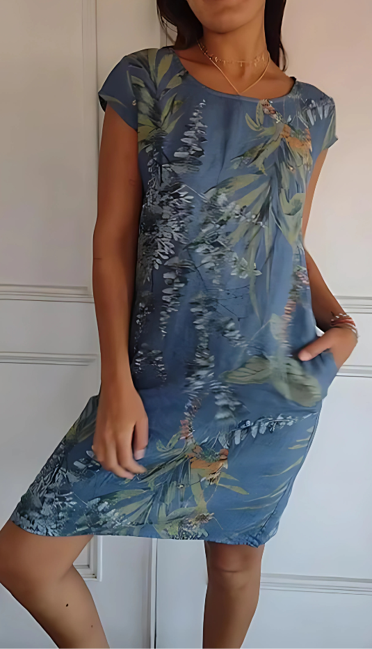 Monica Secrets | Casual Loose-Fit Knee-Length Printed Dress