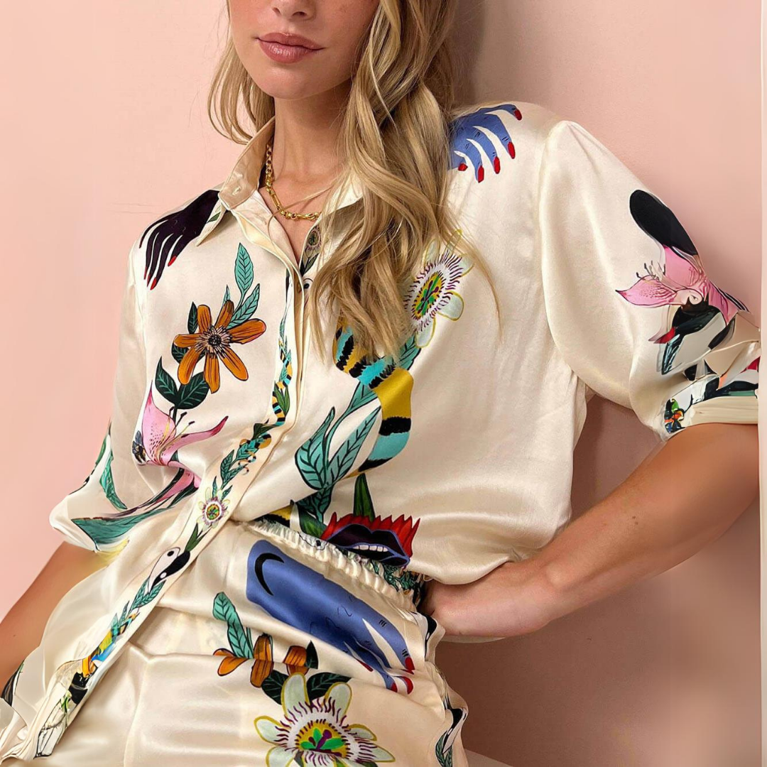 Clara | Satin-Look Blouse Shorts