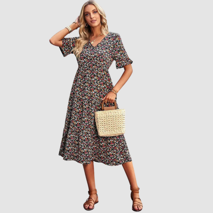 Calista | V-Neck Floral Dress