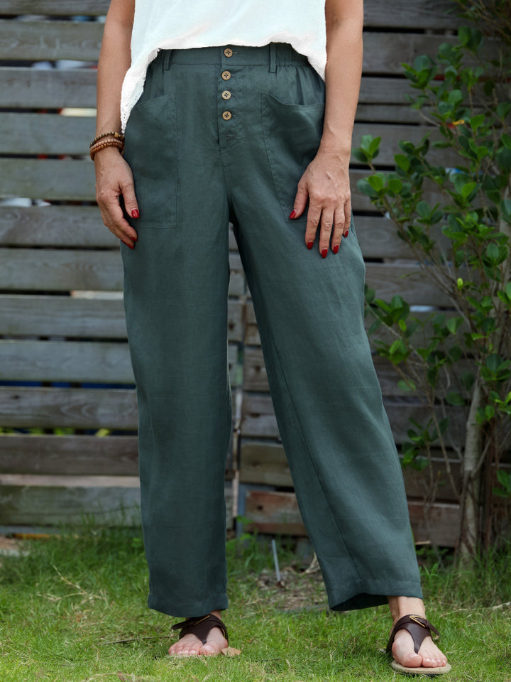 Monica Secrets | Button Detail Wide-Leg Trousers