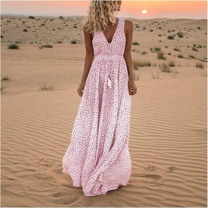 Monica Secrets | Boho Polka Dot Maxi Dress