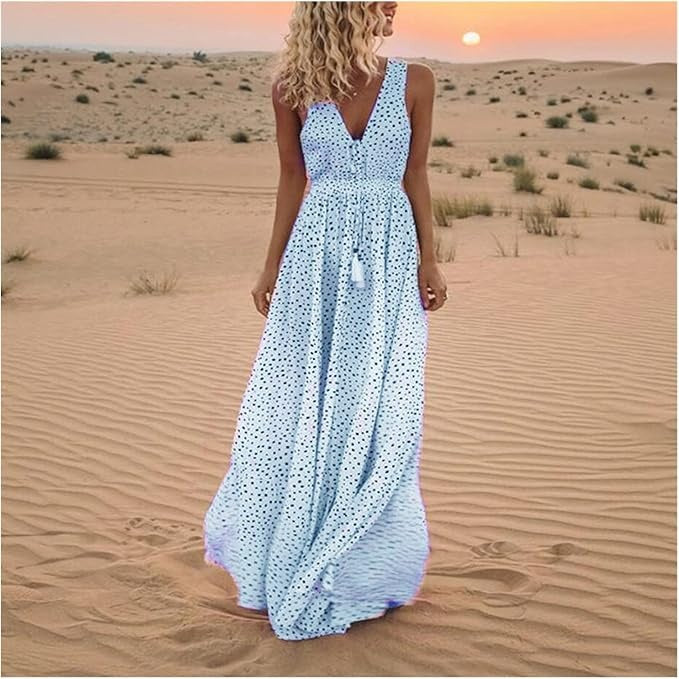Monica Secrets | Boho Polka Dot Maxi Dress