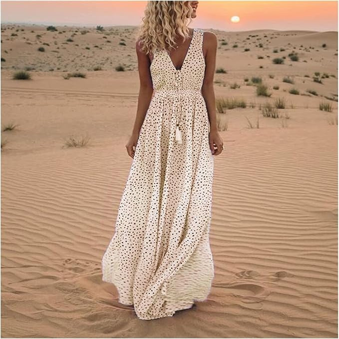Monica Secrets | Boho Polka Dot Maxi Dress