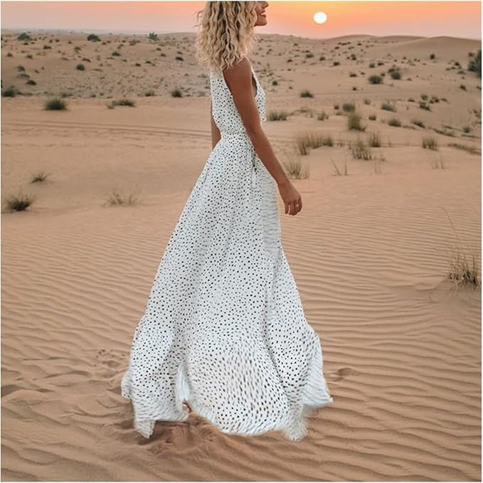 Monica Secrets | Boho Polka Dot Maxi Dress