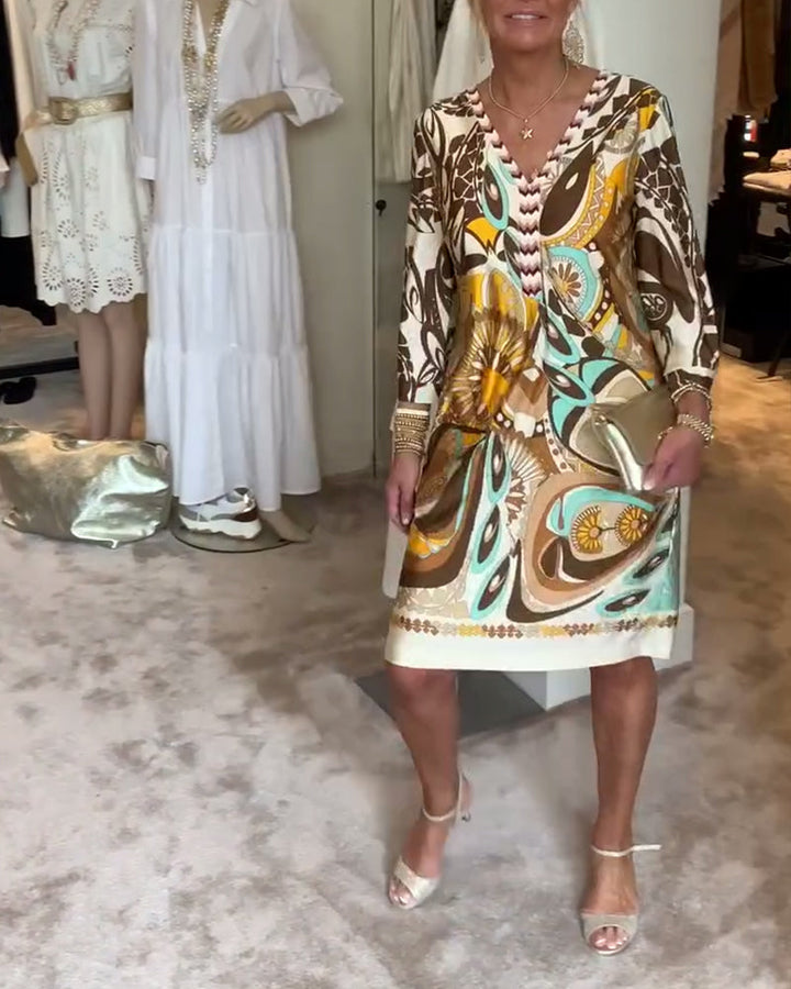 Monica Secrets | Vibrant Dress With Bright Pattern Design