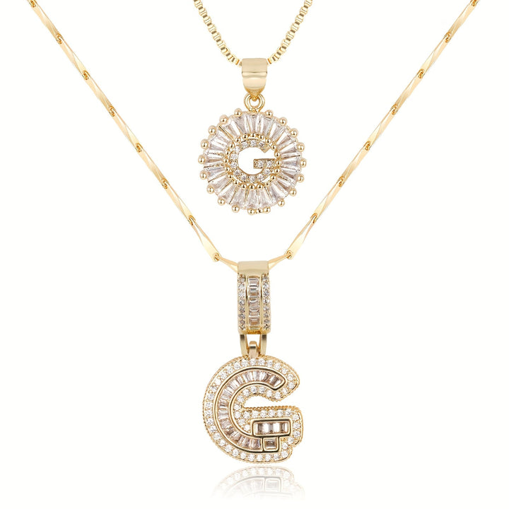 2pc 14k Diamond Letter Initial Necklaces