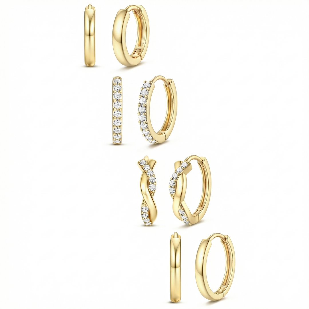 8pc Classic Huggie Hoop Earrings Set