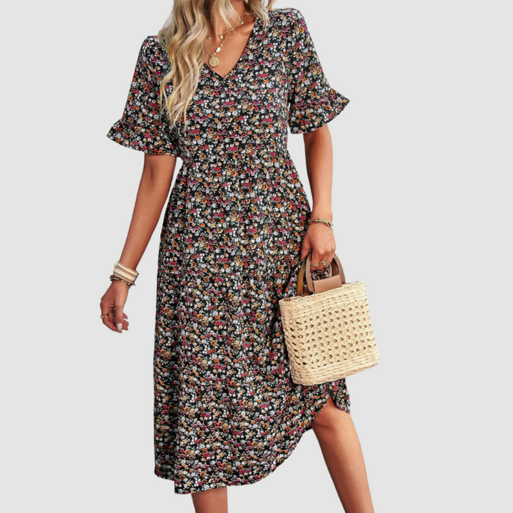 Calista | V-Neck Floral Dress