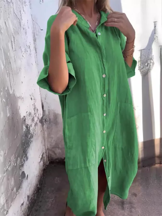 Monica Secrets | Breezy Dress With Button Accents