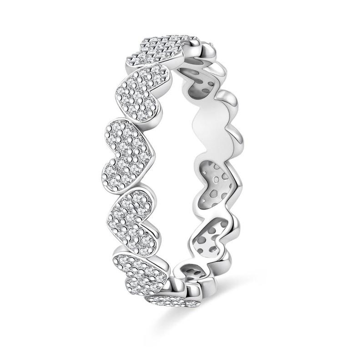 S925 Moissanite Accented Eternity Heart Ring