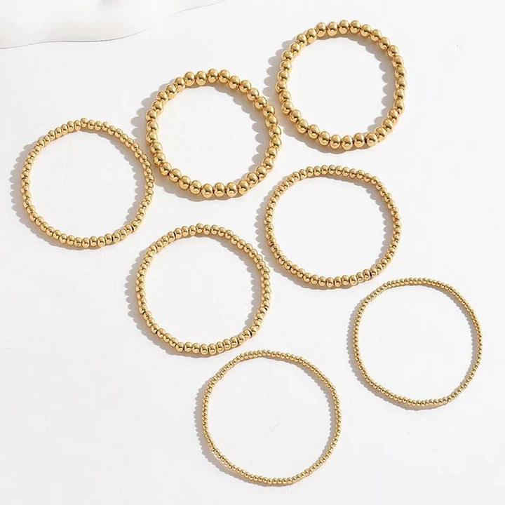 7pcs Gold Beaded Bracelet Stack