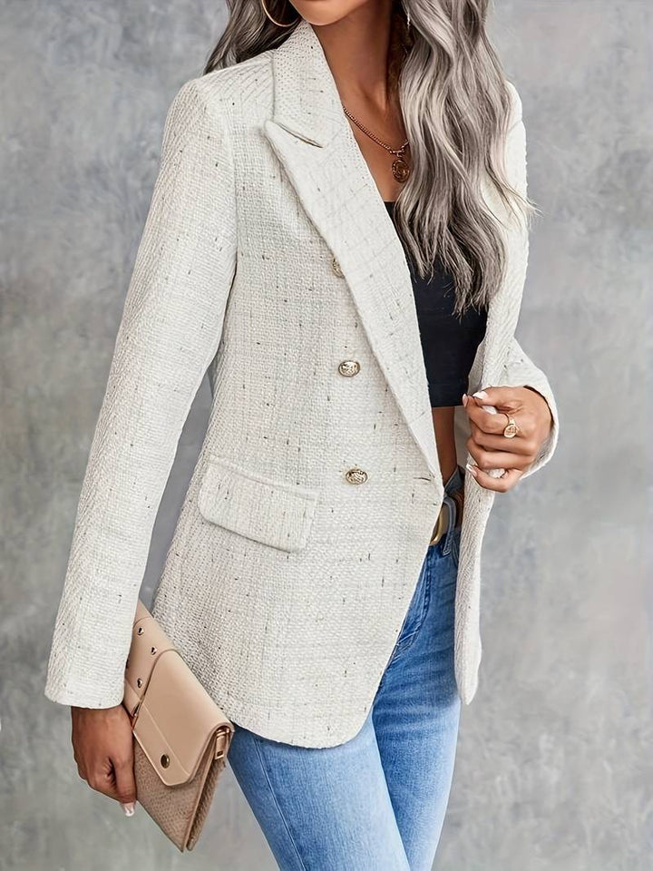 Monica Secrets | Women's Blazer – Tailored Fit – Textured Woven – Double Breasted – Classic Lapel