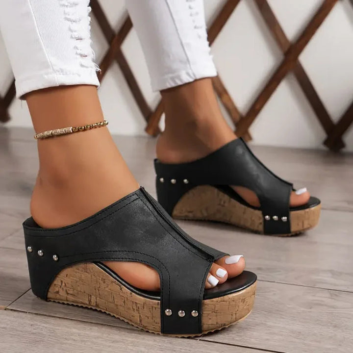Monica Secrets | Elegant Buckle Wedge Sandals