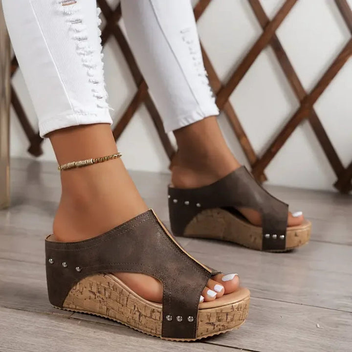 Monica Secrets | Elegant Buckle Wedge Sandals