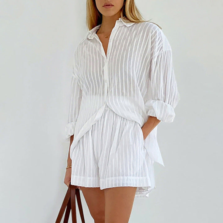 Monica Secrets | Breezy Button-Up And Shorts Set
