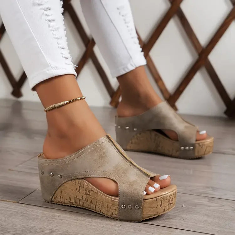 Monica Secrets | Elegant Buckle Wedge Sandals