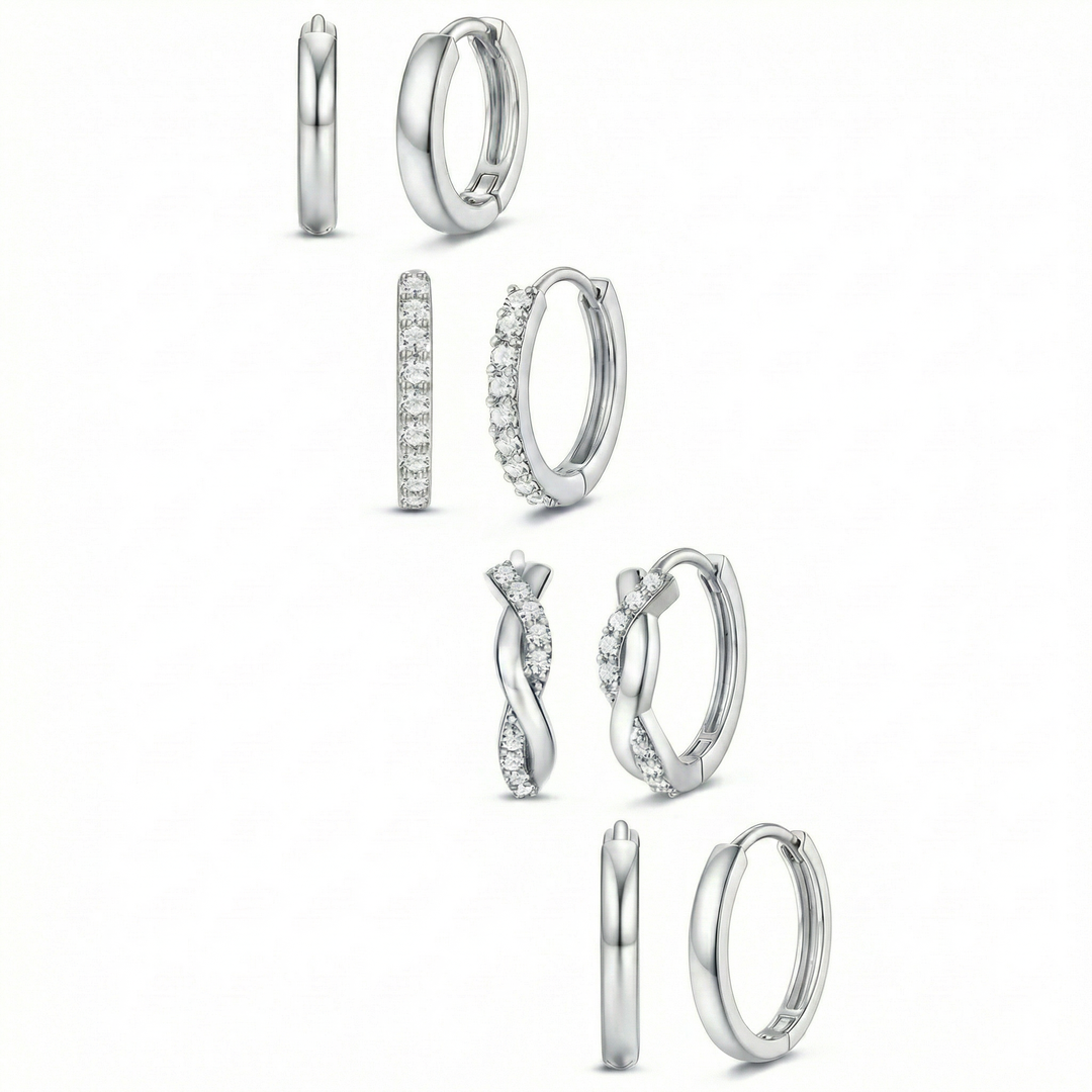 8pc Classic Huggie Hoop Earrings Set