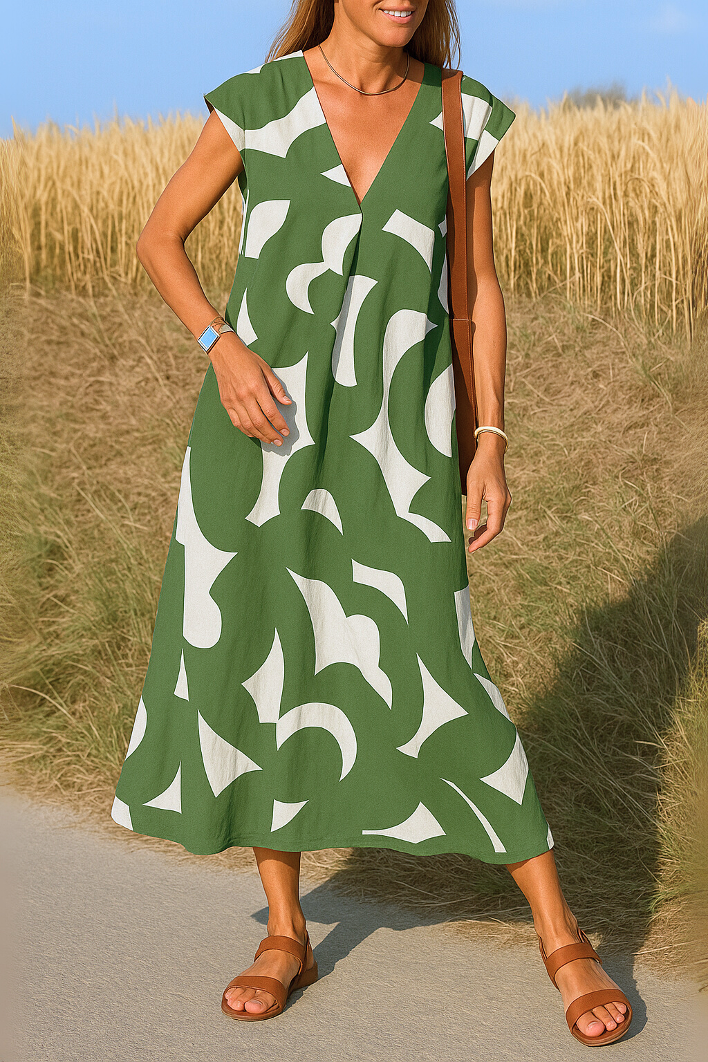 Mira | V-Neck Printed Dress