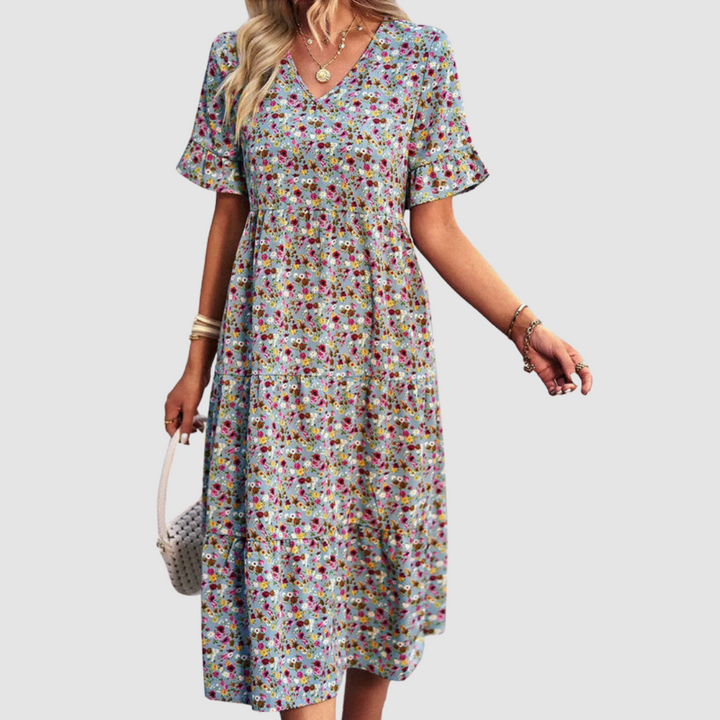 Calista | V-Neck Floral Dress