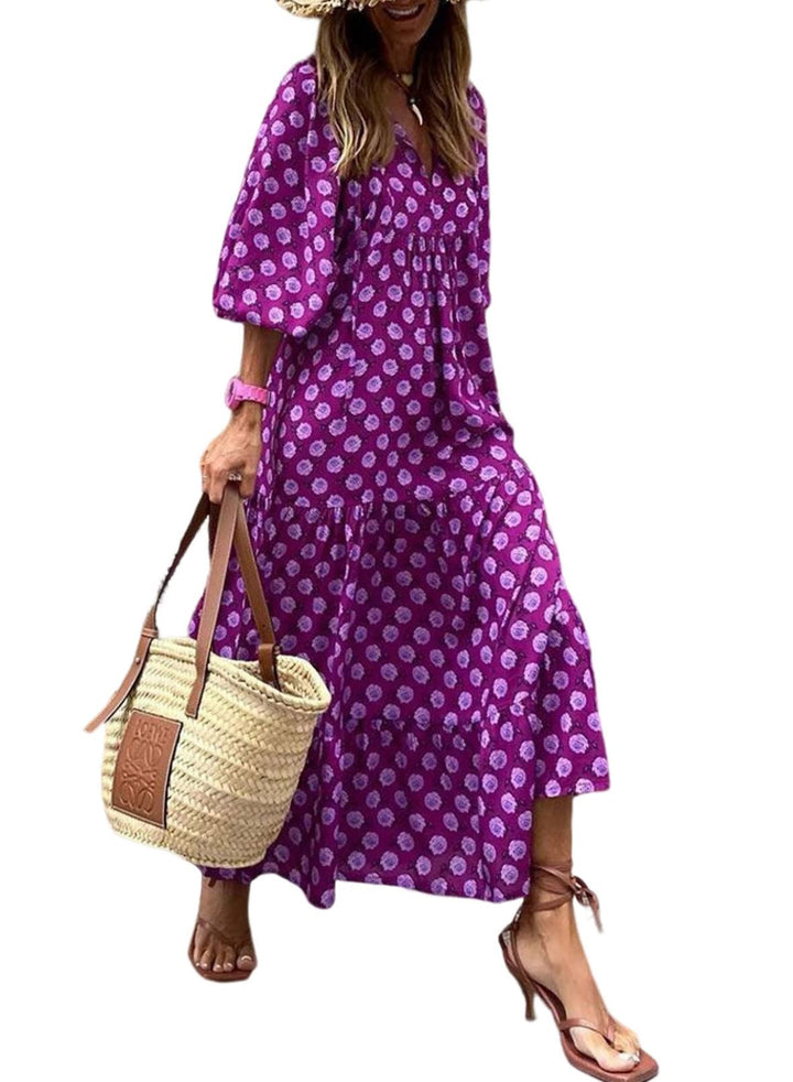 Elara | Puff Sleeve Maxi Dress