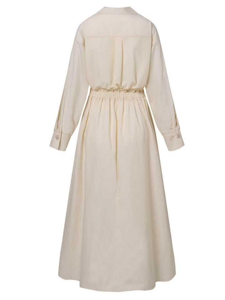 Monica Secrets | Elegant Button Lapel Midi Dress