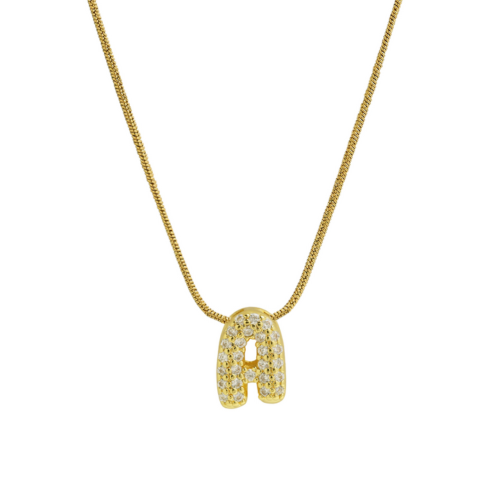 Diamond Bubble Letter Initial Necklace