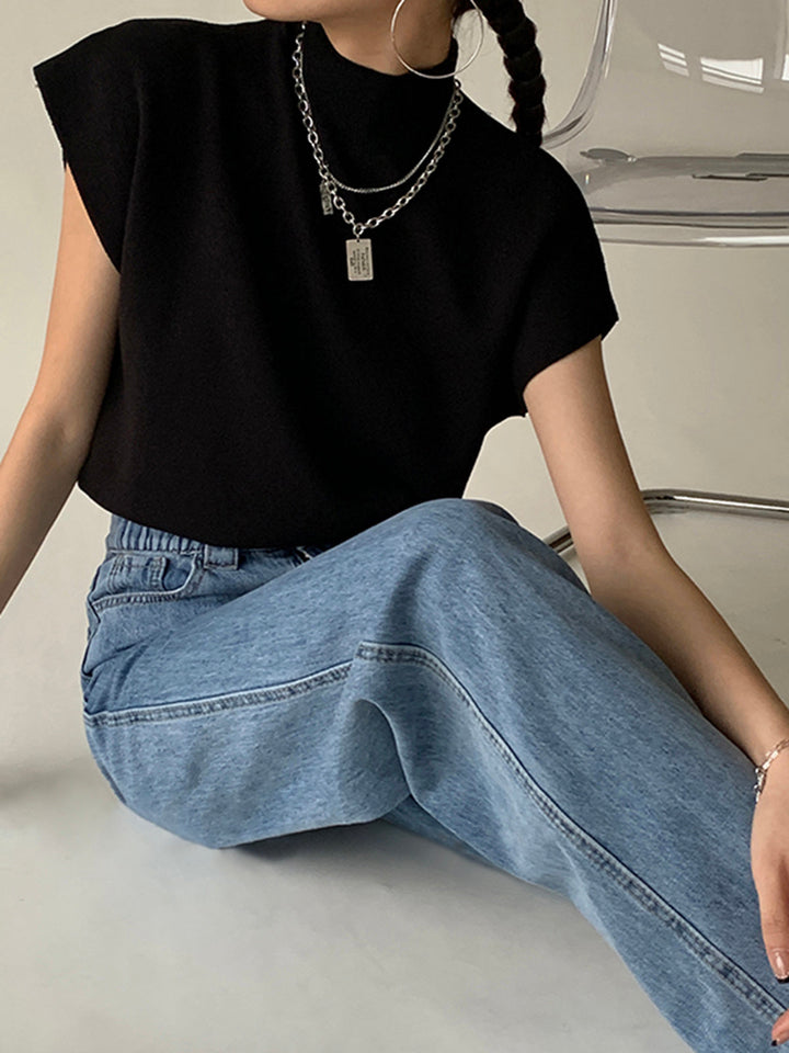 Monica Secrets | Sleeveless High Neck Top - Elegant Loose Fit - Casual Chic Design