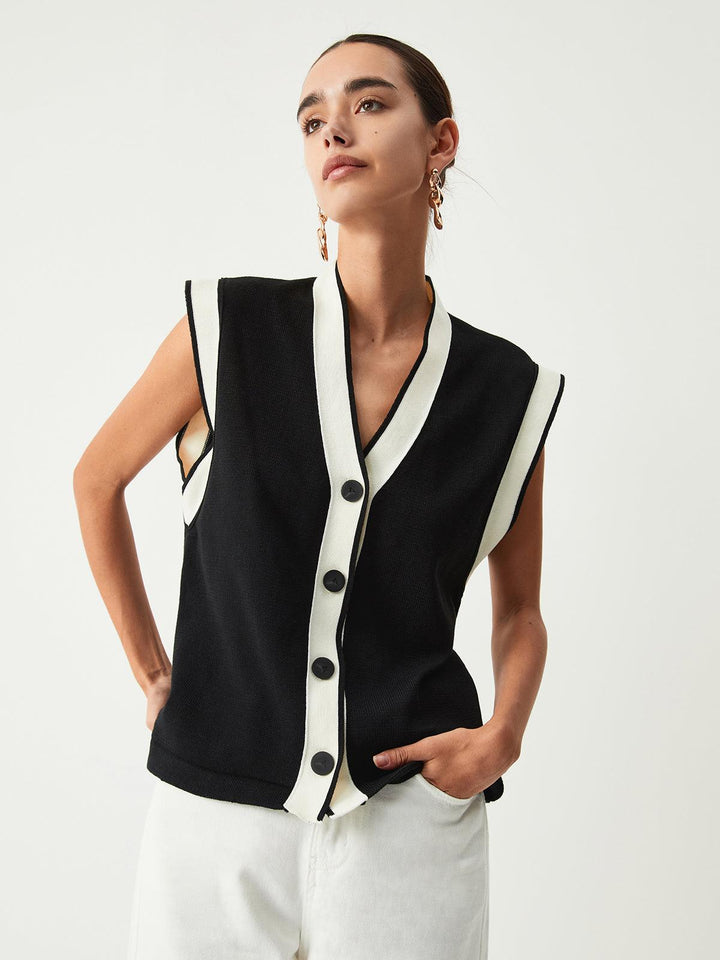 Monica Secrets | Contrast Trim Sweater Vest