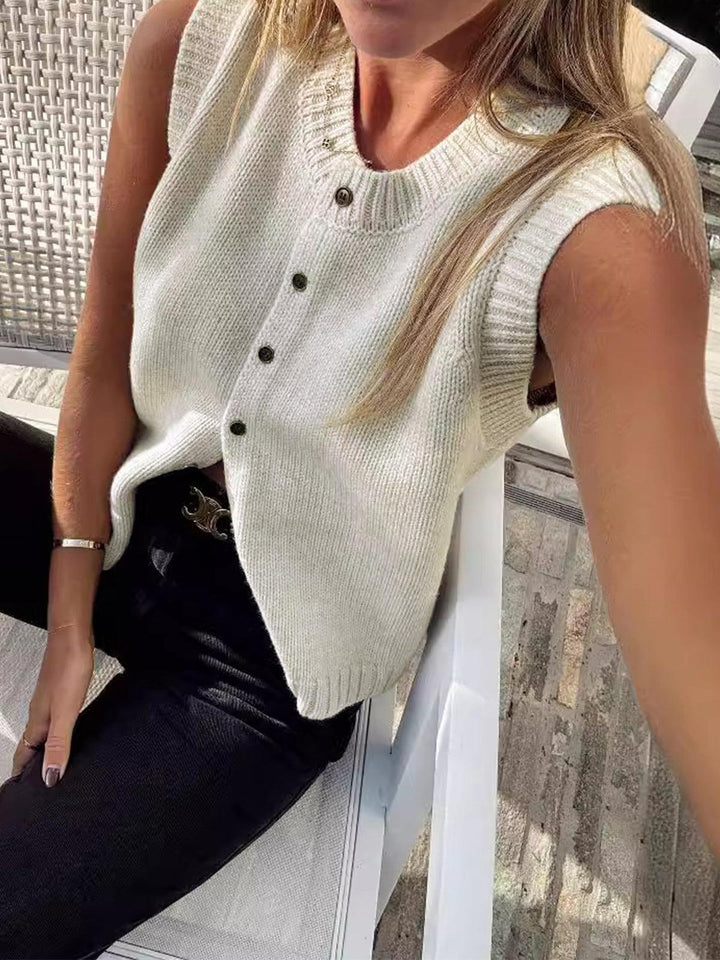 Monica Secrets | Casual Button Up Sweater Vest