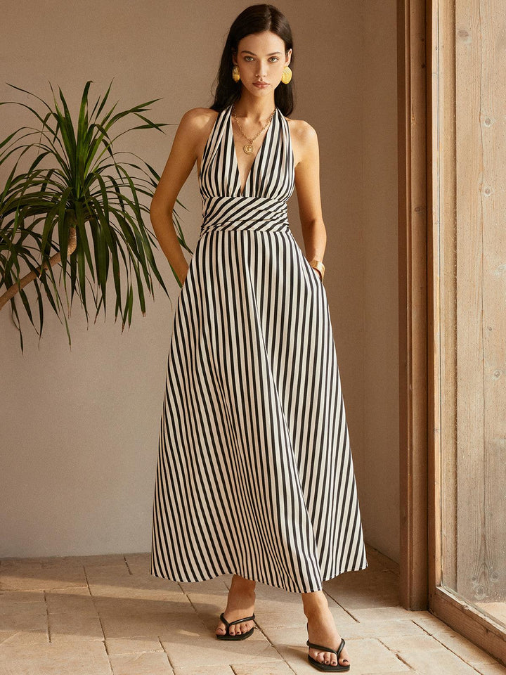 Monica Secrets | Striped Backless Dress
