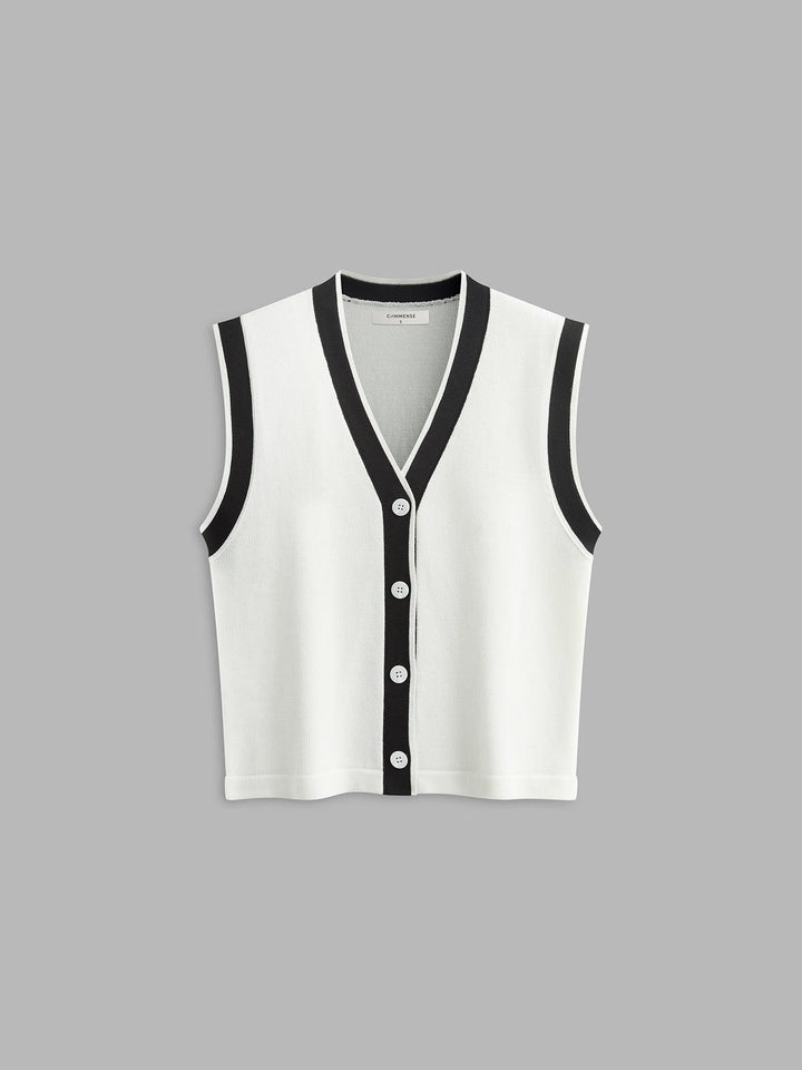 Monica Secrets | Contrast Trim Sweater Vest