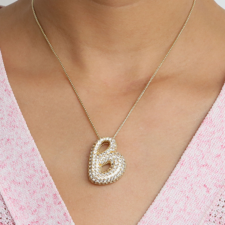 Chunky Bubble Diamond Dazzle Initial Necklaces