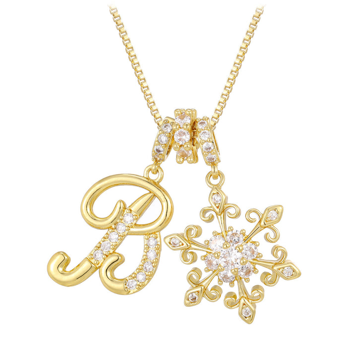 14k Elegant Initial & Snowflake Necklace