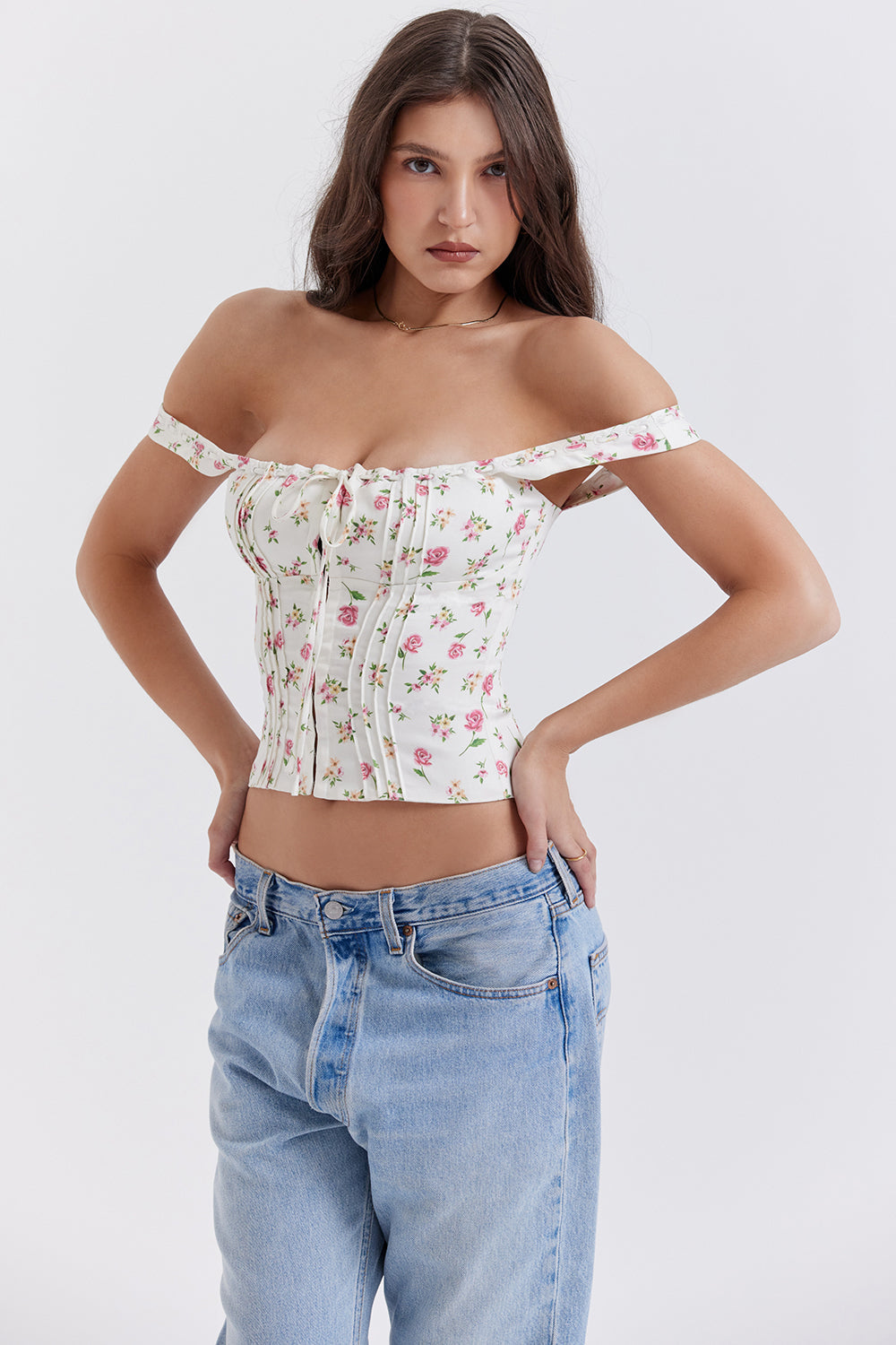 Monica Secrets | Corset Top - Tailored Fit - Floral Pattern - Sleeveless Structured Design