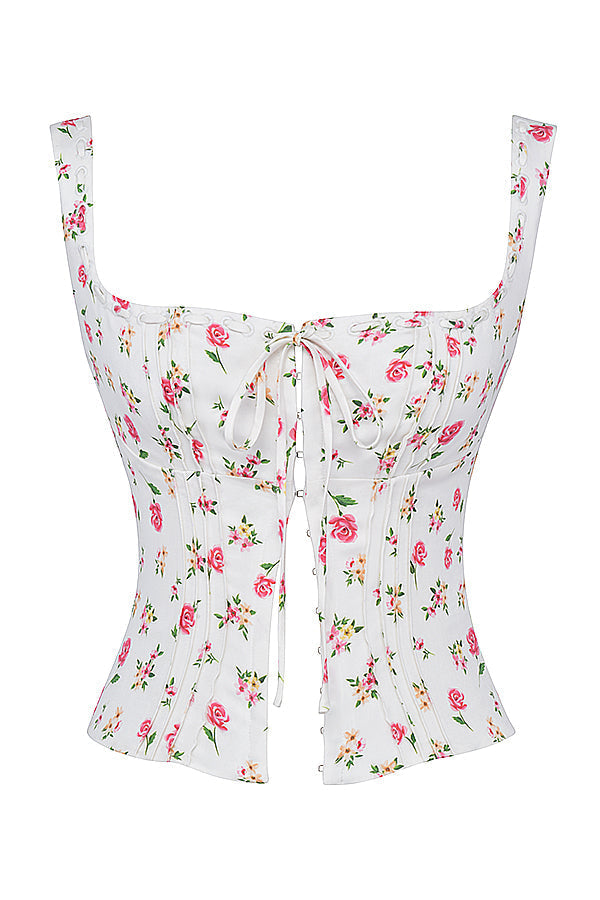 Monica Secrets | Corset Top - Tailored Fit - Floral Pattern - Sleeveless Structured Design