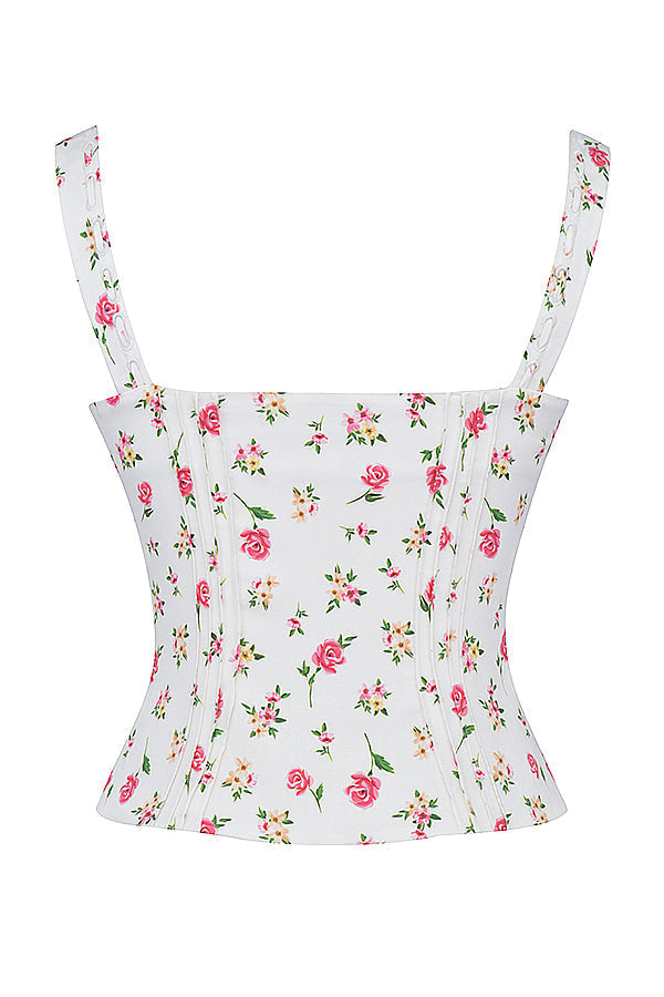 Monica Secrets | Corset Top - Tailored Fit - Floral Pattern - Sleeveless Structured Design