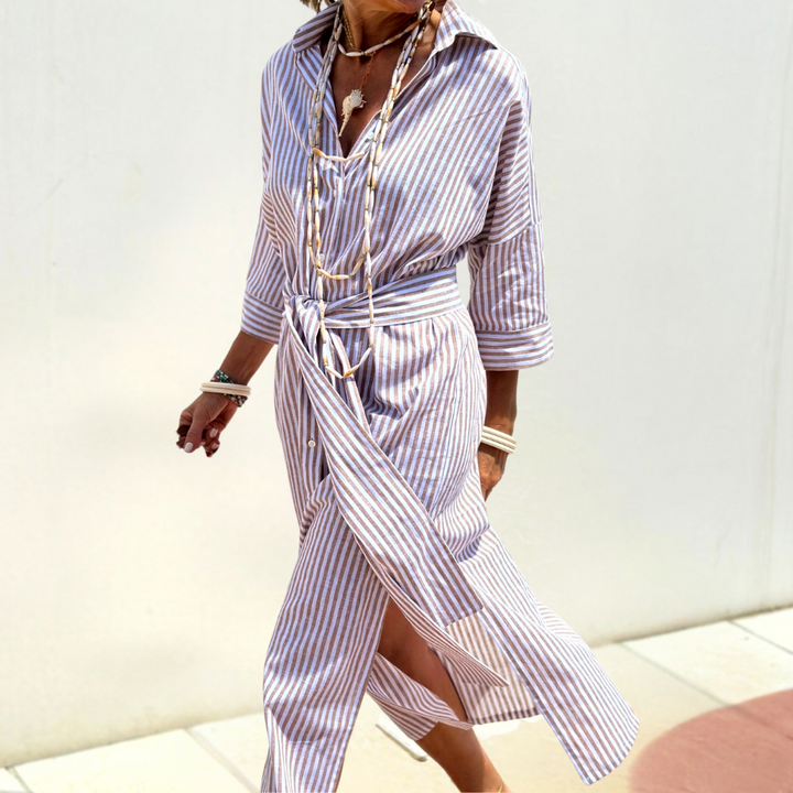 Leila | Striped Midi Dress