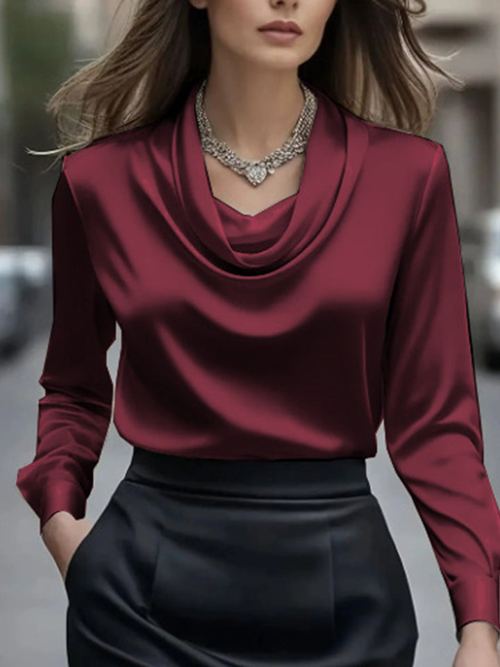 Monica Secrets | Classic Solid Basic Long-Sleeve Blouse