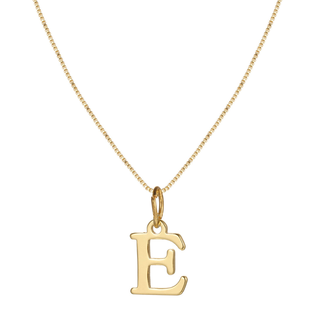 14k Minimal Serif Initial Necklace