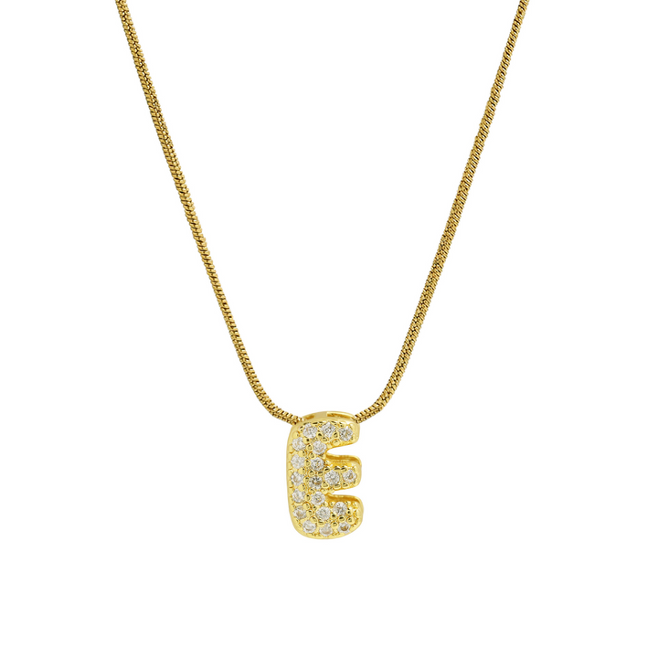 Diamond Bubble Letter Initial Necklace