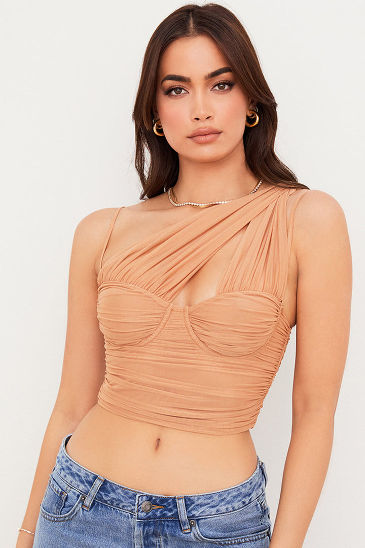 Monica Secrets | Elegant Pleated Mesh Corset Top