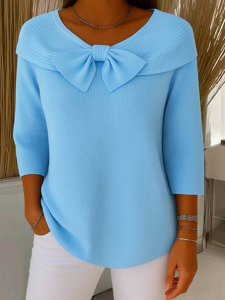 Monica Secrets | Elegant Knit Sweater With Bow