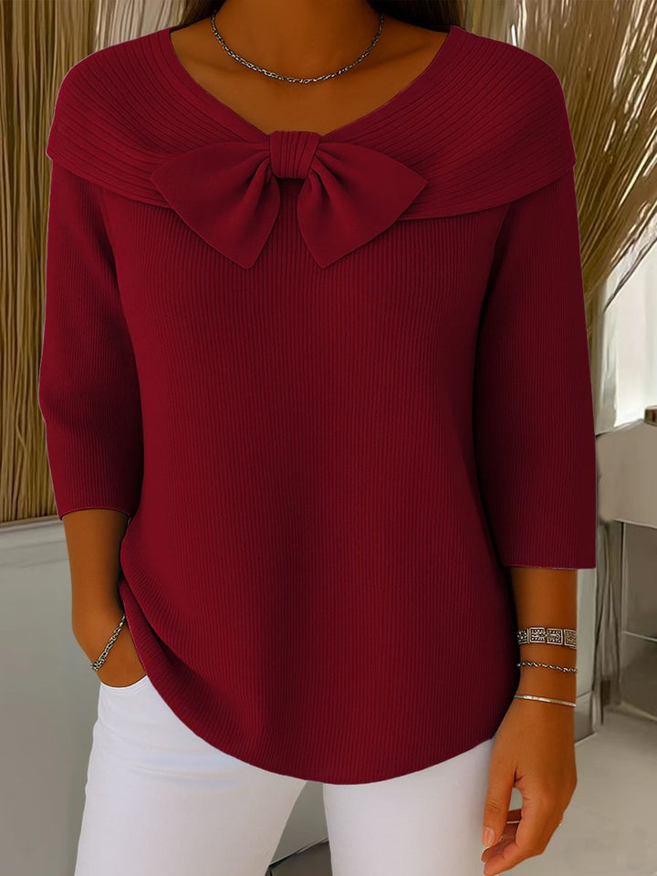 Monica Secrets | Elegant Knit Sweater With Bow
