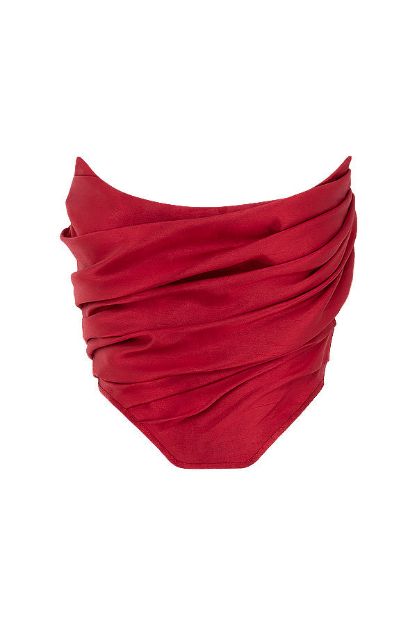 Monica Secrets | Elegant Red Draped Taffeta Corset