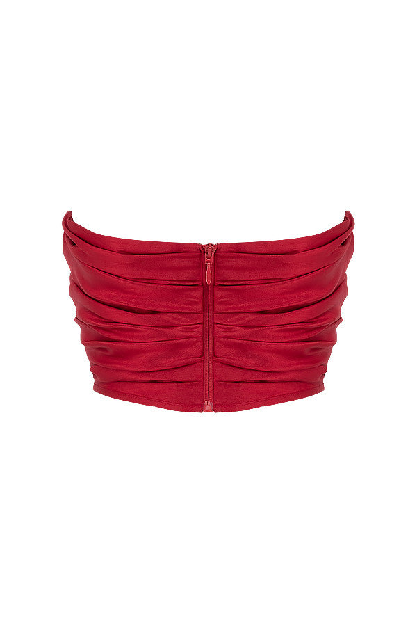 Monica Secrets | Elegant Red Draped Taffeta Corset