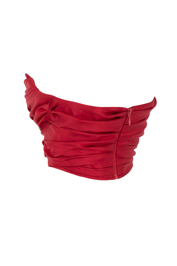 Monica Secrets | Elegant Red Draped Taffeta Corset