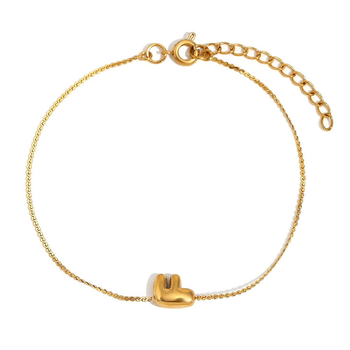 Dainty Bubble Letter Initial Bracelet